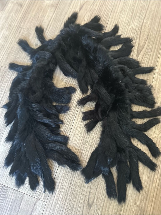 Accessories - Rabbit Fur black fringe Scarf.